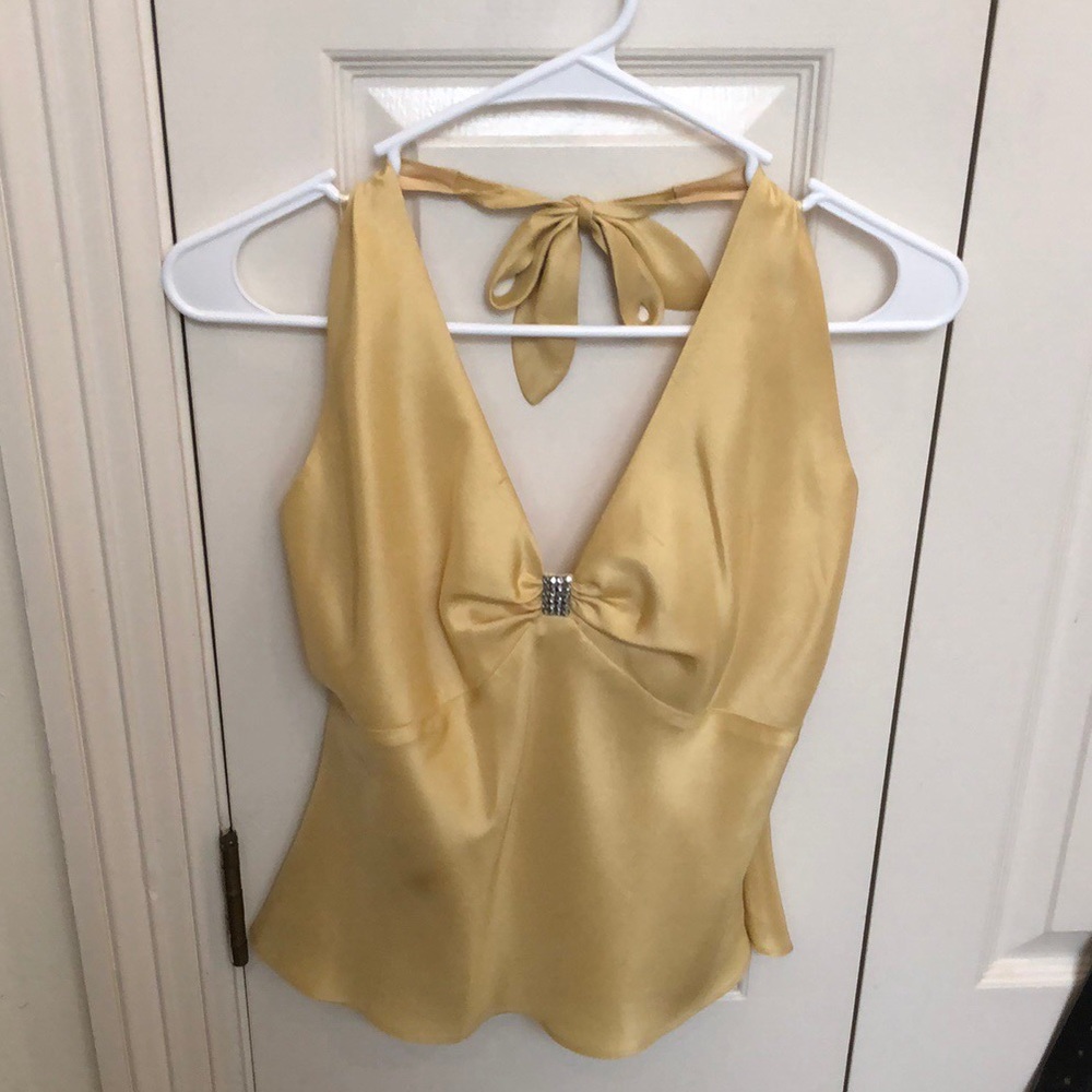 NWOT gold silk halter top